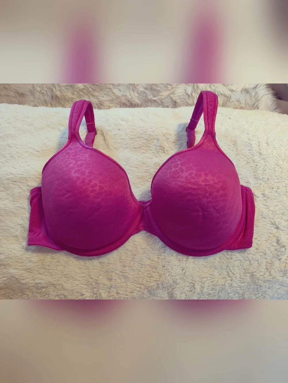 Natori Full Fit Contour Bra 36D Pink Sheer Jacquard Animal Print Underwire